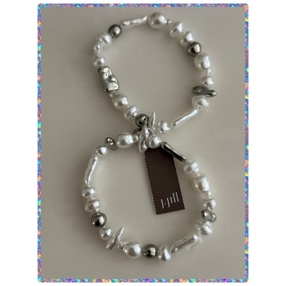 J. Jill 🫐 Silver White Pearl Double Bracelet - Picture 2 of 5
